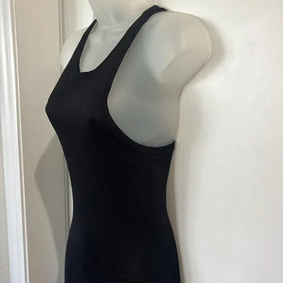 Free People EUC black racerback  witchy goth lined maxi dress size small