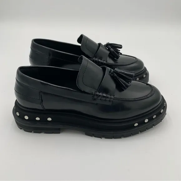Free People Goth Gothic Chunky Y2K Platform Teagan Tassel Loafers Black Size 8