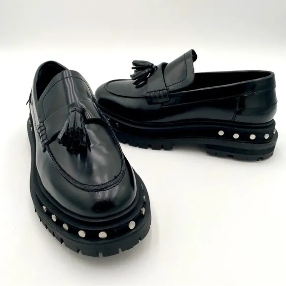 Free People Goth Gothic Chunky Y2K Platform Teagan Tassel Loafers Black Size 8