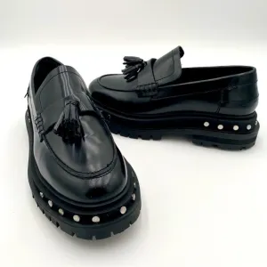 Free People Goth Gothic Chunky Y2K Platform Teagan Tassel Loafers Black Size 8