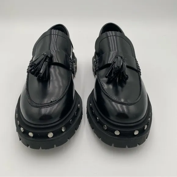 Free People Goth Gothic Chunky Y2K Platform Teagan Tassel Loafers Black Size 8