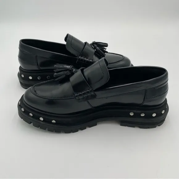 Free People Goth Gothic Chunky Y2K Platform Teagan Tassel Loafers Black Size 8