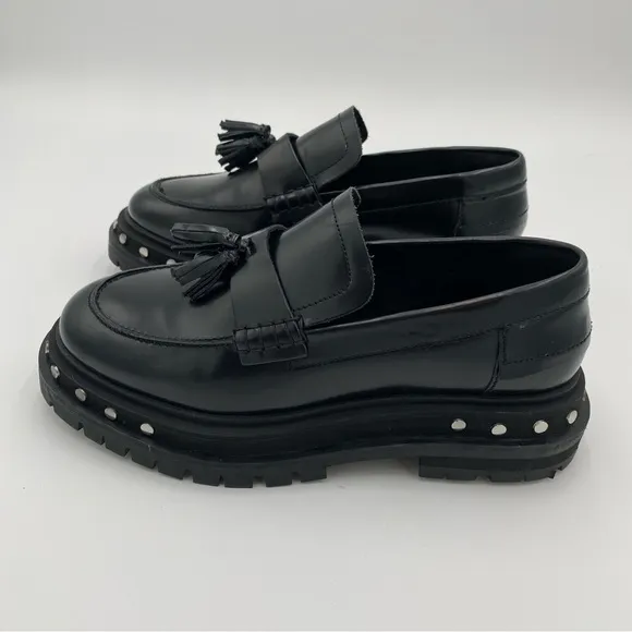 Free People Goth Gothic Chunky Y2K Platform Teagan Tassel Loafers Black Size 8