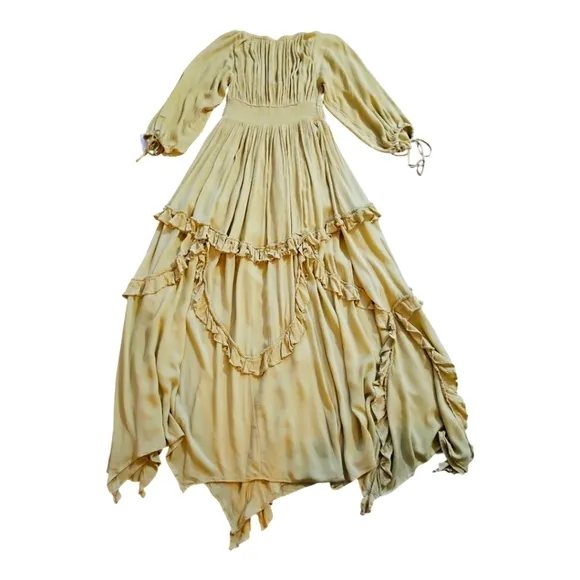 Free People In Your Dreams Boho Ballon Sleeve Square neckline Flowy Maxi Dress