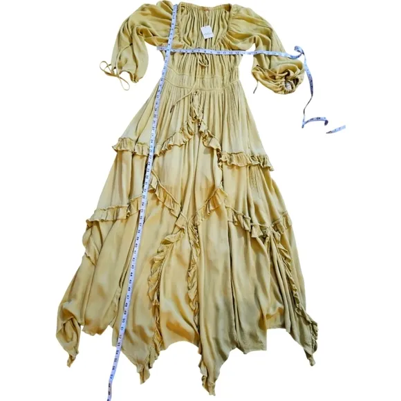 Free People In Your Dreams Boho Ballon Sleeve Square neckline Flowy Maxi Dress