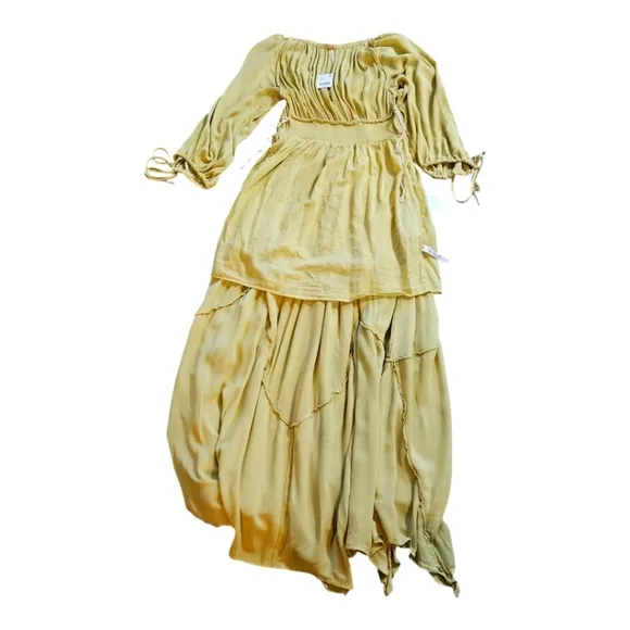 Free People In Your Dreams Boho Ballon Sleeve Square neckline Flowy Maxi Dress