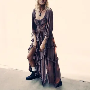 Free People In Your Dreams Ruffled Asymmetrical Tiered Cottagecore Maxi Dress