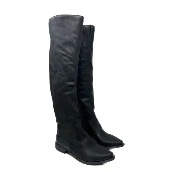 Free People Leather Brenna Black Over The Knee Boots 36