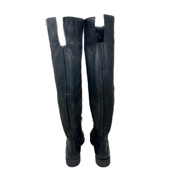 Free People Leather Brenna Black Over The Knee Boots 36