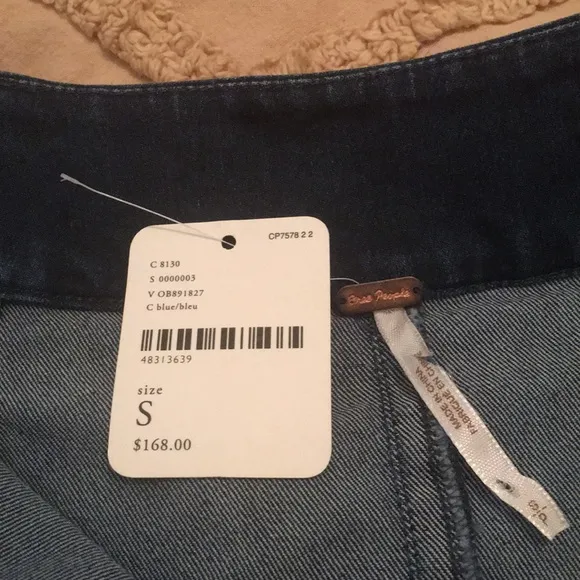 Free people long denim stretch button up‎ skirt