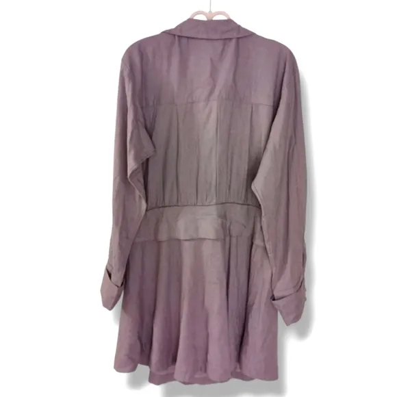 Free People Maxwell Linen Blend Mini Dress in Quail Size Medium NWOT $148