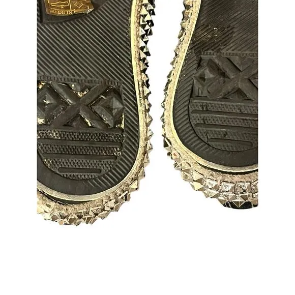 Free People Nan Ku Cruise Studded High Top Sneaker •37/ 6.5• Black Silver Jewel
