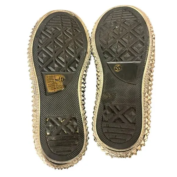 Free People Nan Ku Cruise Studded High Top Sneaker •37/ 6.5• Black Silver Jewel