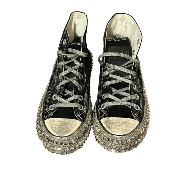 Free People Nan Ku Cruise Studded High Top Sneaker •37/ 6.5• Black Silver Jewel