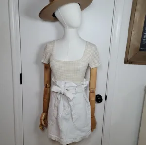 Free People Paper Bag Waist Cotton Linen Blend Spring and Summer Skirt Size 8