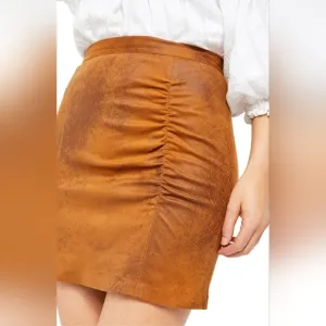 Free People Rumi Ruched Faux Leather Mini Skirt – M - NWT