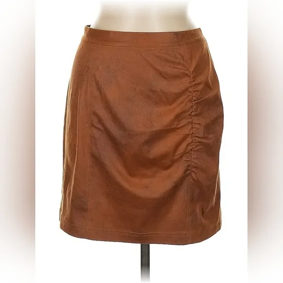 Free People Rumi Ruched Faux Leather Mini Skirt – M - NWT