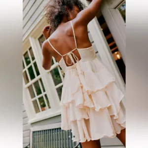 Free People Runaway Rockstar Layered Tiered Balletcore Sheer Mini Slip Dress
