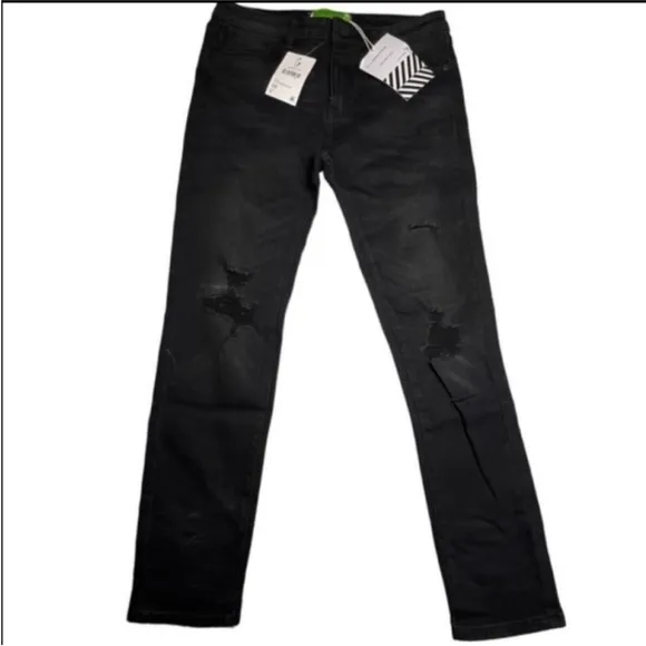Free People Sandrine Rose Distressed Black Jeans