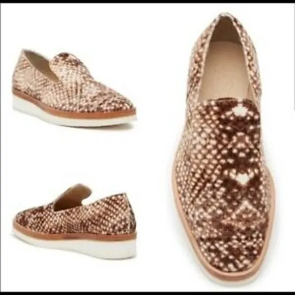 Free People Snake Eyes Brown Velvet Platform Slip On Loafers, sz 39