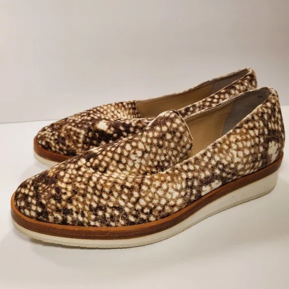 Free People Snake Eyes Brown Velvet Platform Slip On Loafers, sz 39