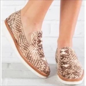Free People Snake Eyes Brown Velvet Platform Slip On Loafers, sz 39