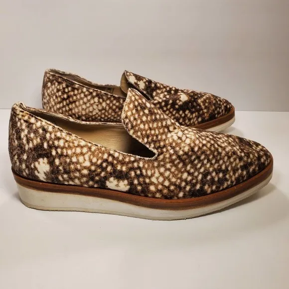 Free People Snake Eyes Brown Velvet Platform Slip On Loafers, sz 39