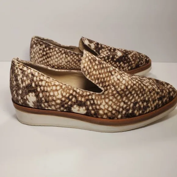 Free People Snake Eyes Brown Velvet Platform Slip On Loafers, sz 39