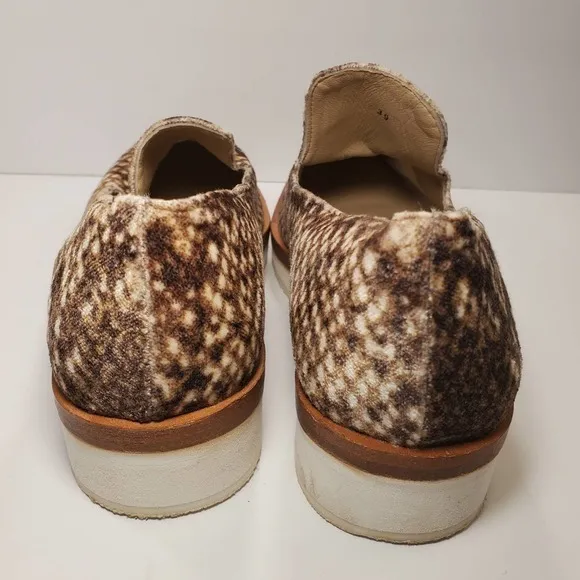 Free People Snake Eyes Brown Velvet Platform Slip On Loafers, sz 39