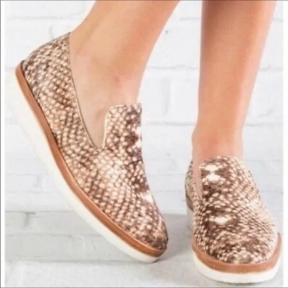 Free People Snake Eyes Brown Velvet Platform Slip On Loafers, sz 39