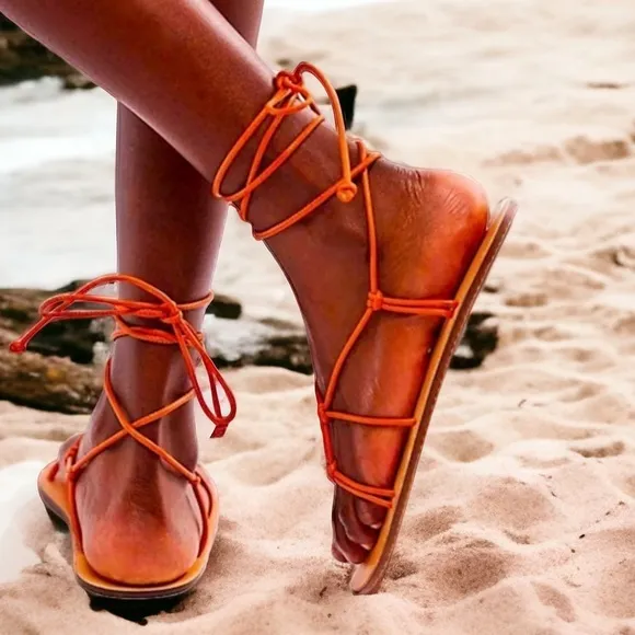 Free People So Strappy Sandals - Sunset Orange (S1)