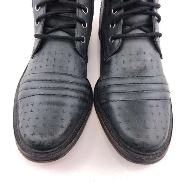 Free People Sounder Black Leather Lace Up Combat Boots EUR 39