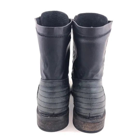 Free People Sounder Black Leather Lace Up Combat Boots EUR 39