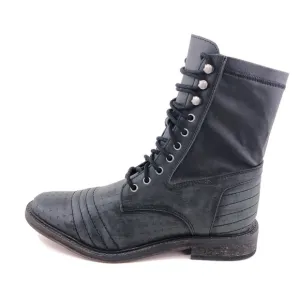 Free People Sounder Black Leather Lace Up Combat Boots EUR 39