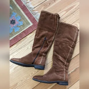 Free people suede knee Flat boots Braided Detail Sz40