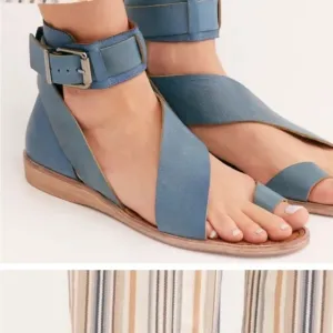 Free People Vale Strappy Boot Sandal Marine Blue NIB Sz 36 (5.5-6) Ret $168