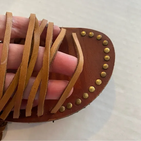 Free People Willow Tassel Wrap Around Gladiator Leather Sandals