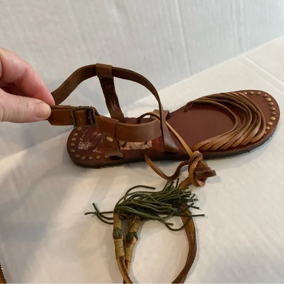 Free People Willow Tassel Wrap Around Gladiator Leather Sandals