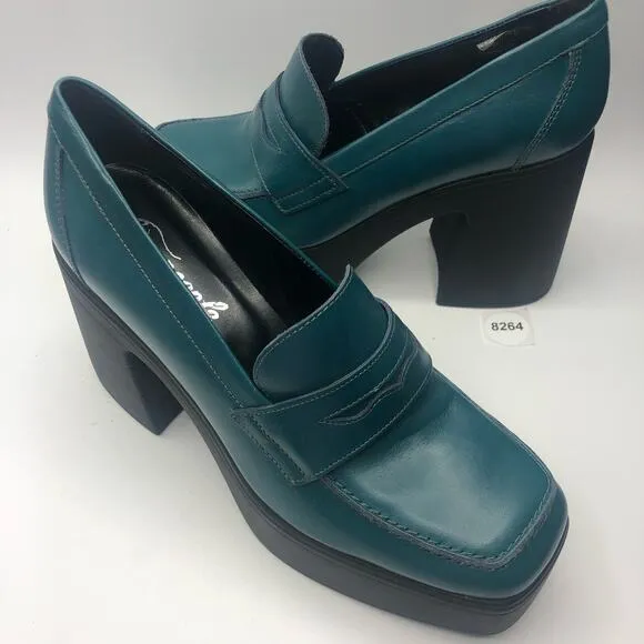 Free People Women's Zoe Slip On  Loafers Platform Heels Jade Size EU 40 / Us 10