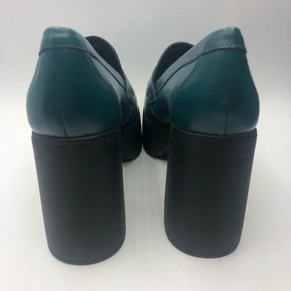 Free People Women's Zoe Slip On  Loafers Platform Heels Jade Size EU 40 / Us 10