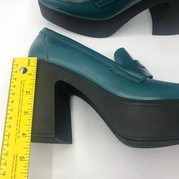Free People Women's Zoe Slip On  Loafers Platform Heels Jade Size EU 40 / Us 10