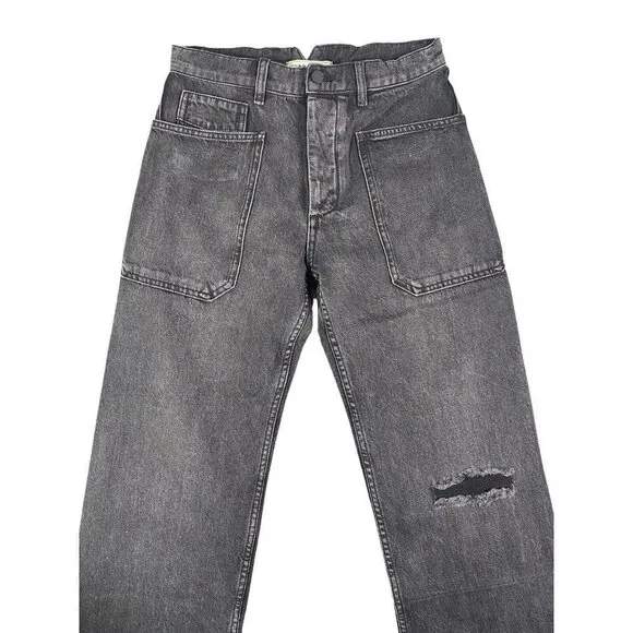 Free People x‎ SANDRINE ROSE Women's Wide Distressed Cargo Pockets Jeans Size 27