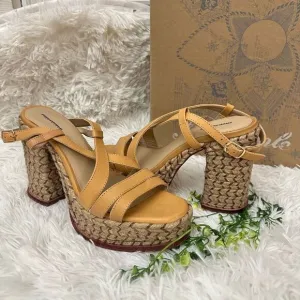 Free People Fahn Jute Platform Sandals size 10 Chunky Tall Heels NEW