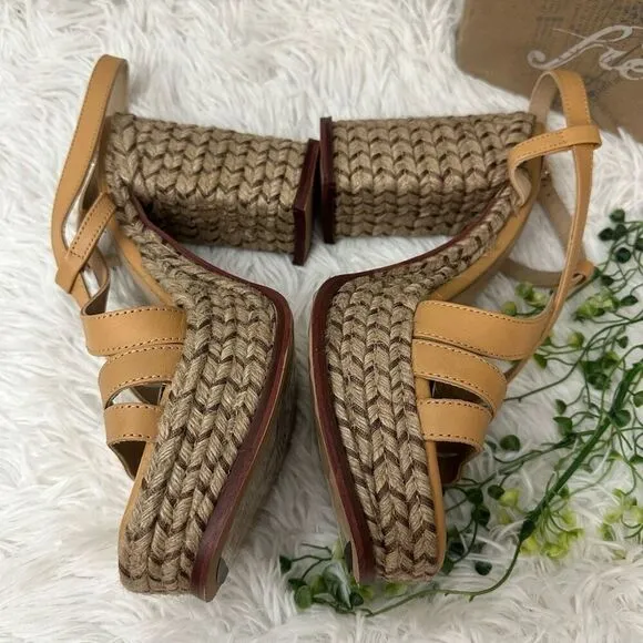 Free People Fahn Jute Platform Sandals size 10 Chunky Tall Heels NEW
