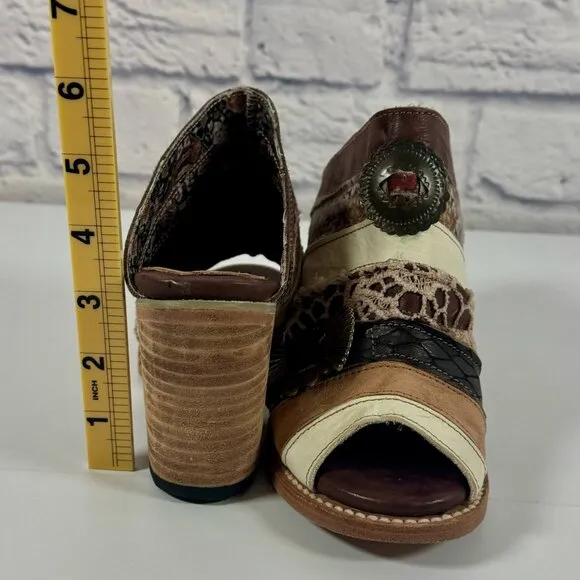 Freebird by Steven FB-BUDHA Heeled Sandals Size 6 Boho Patchwork Western Mule