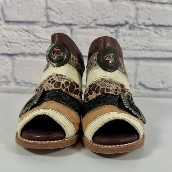 Freebird by Steven FB-BUDHA Heeled Sandals Size 6 Boho Patchwork Western Mule