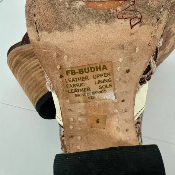 Freebird by Steven FB-BUDHA Heeled Sandals Size 6 Boho Patchwork Western Mule