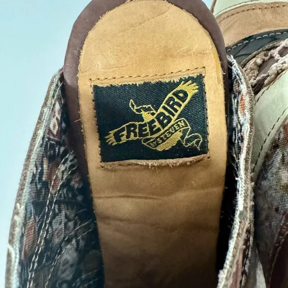 Freebird by Steven FB-BUDHA Heeled Sandals Size 6 Boho Patchwork Western Mule