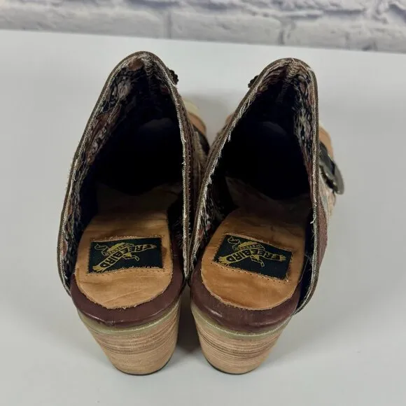 Freebird by Steven FB-BUDHA Heeled Sandals Size 6 Boho Patchwork Western Mule