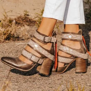 Freebird Jaclynn Strappy Heeled Sandals Heels Distressed Boho Western Size 10